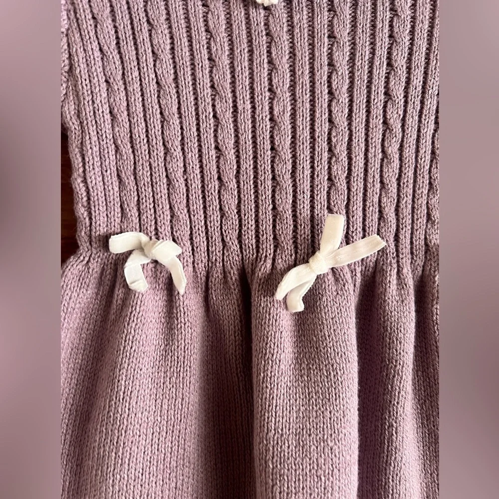 Blueberi Boulevard Lavender Knit Dress with White Accents